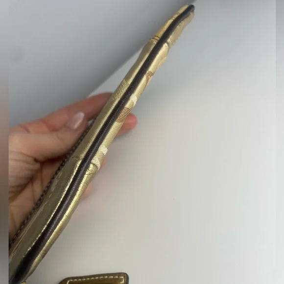 Coach Signature Gold Patchwork Y2K Wristlet - Picture 9 of 12